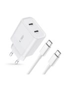 Tech-Protect C20W 2x USB-C PD 20W network charger with USB-C / USB-C cable - white