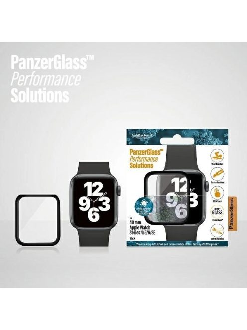 PanzerGlass Curved Antibacterial Tempered Glass for Apple Watch 4/5/6/SE - 40mm - Black