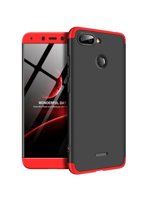 GKK 360 Protection Tok Ütésállókivitel 2in1 Védőtok Xiaomi Redmi 6 Fekete-Piros 