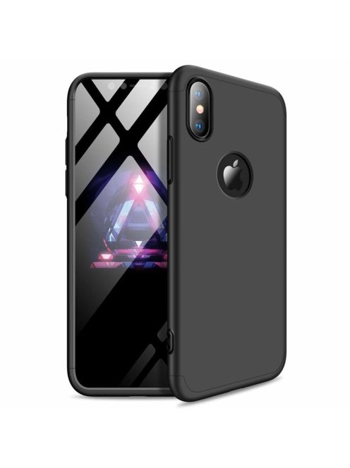 GKK 360 Protection Tok Ütésállókivitel 2in1 Védőtok iPhone XS Max Fekete (Látható Logo)