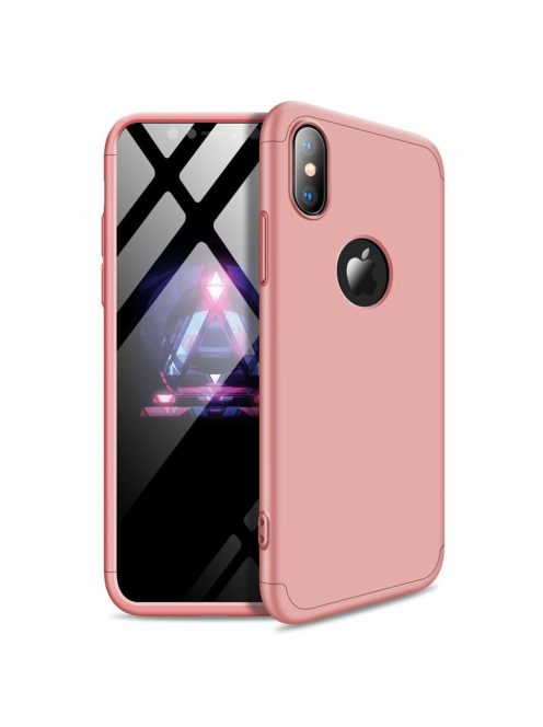 GKK 360 Protection Tok Ütésállókivitel 2in1 Védőtok iPhone XS Max Rózsaszín (Látható Logo)