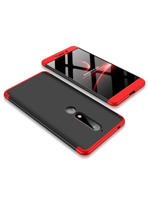 GKK 360 Protection Tok Ütésállókivitel 2in1 Védőtok Nokia 6.1 Fekete-Piros