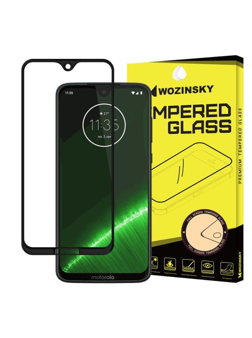 Üvegfólia Kijelzővédő Tempered Glass Tokbarát Motorola Moto G7 Fekete Keret