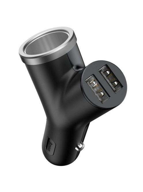 Baseus Y Type Car Charger car charger 2x USB + cigarette lighter socket 3.4A black (CCALL-YX01)