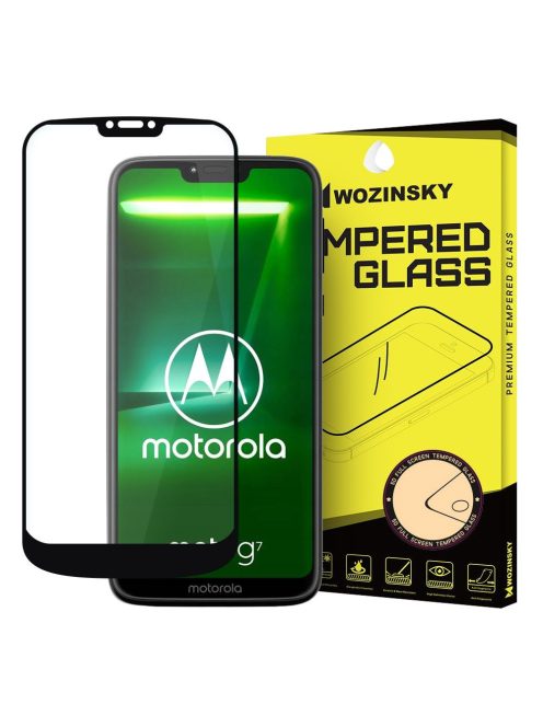 Üvegfólia Kijelzővédő Tempered Glass Tokbarát Motorola Moto G7 Power Fekete Keret
