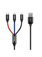 Baseus Three Primary Colors 3in1 USB-A - micro USB / Lightning / USB-C 3.5A cable 1.2 m - black