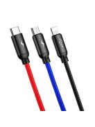 Baseus Three Primary Colors 3in1 USB-A - micro USB / Lightning / USB-C 3.5A cable 1.2 m - black