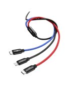 Baseus Three Primary Colors 3in1 USB-A - micro USB / Lightning / USB-C 3.5A cable 1.2 m - black