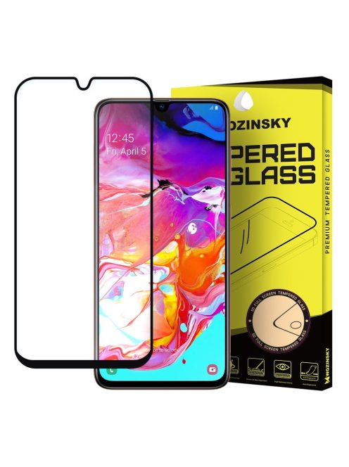 Üvegfólia Kijelzővédő Tempered Glass Tokbarát Samsung Galaxy A70 Fekete Keret