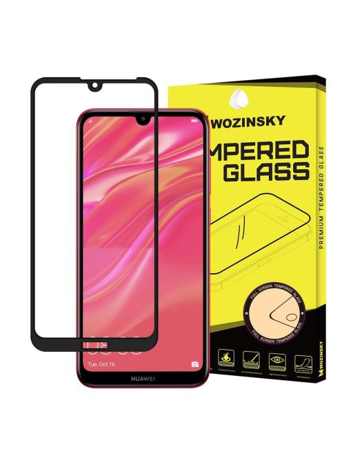 Üvegfólia Kijelzővédő Tempered Glass Tokbarát Huawei Y5 2019 / Honor 8S Fekete Keret
