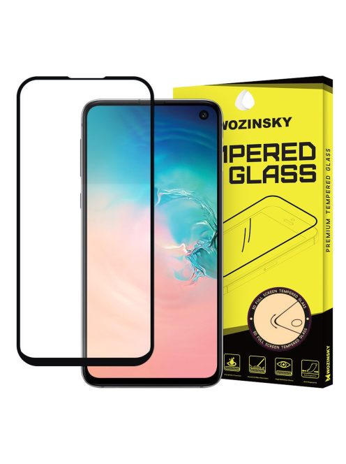 Üvegfólia Kijelzővédő Tempered Glass Tokbarát Samsung Galaxy S10e Fekete Keret