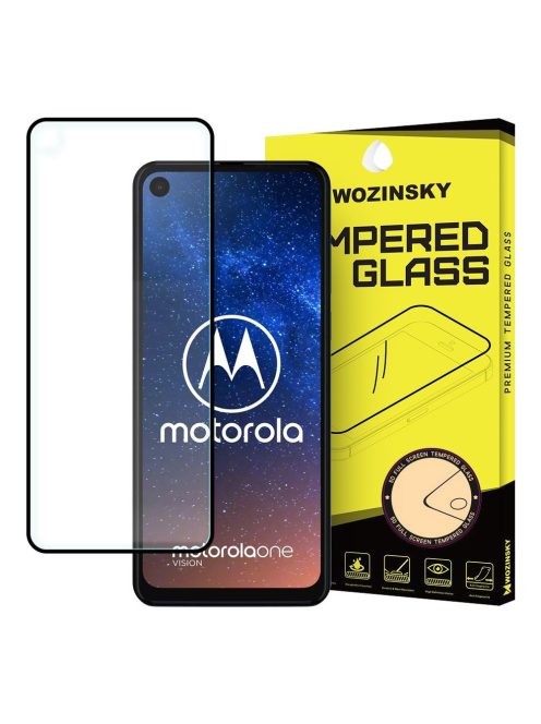 Üvegfólia Kijelzővédő Tempered Glass Tokbarát Motorola One Action / Motorola One Vision Fekete Keret