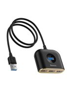 Baseus Square round 4 in 1 USB HUB Adapter (USB3.0 TO USB3.0 * 1 + USB2.0 * 3) 1m Black (CAHUB-AY01)