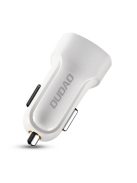 Dudao car kit charger 2x USB 2.4A + cable USB 3in1 Lightning / Type C / micro USB cable white (R7 white)