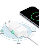 Dudao EU USB 5V/2.4A charger QC3.0 Quick Charge 3.0 + cable USB Type C white (A3EU + Type-c white)