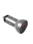 Baseus car charger 2x USB 4.8A 24W with LCD silver (CCBX-0S)