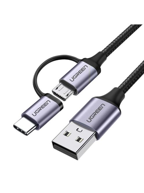 Ugreen cable 2in1 USB - micro USB / USB Type C cable 1m 2.4A black (30875)