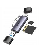 Ugreen CM185 50706 reader for SD / micro SD cards on USB-A 3.0 / USB-C 3.0 - gray