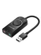 Ugreen external sound card music USB adapter - 3.5 mm mini jack with volume control 15cm black (40964)