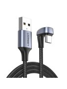 Ugreen nylon angled cable USB cable - USB Type C 1 m 3 A 18 W Quick Charge AFC FCP for gamers gray (70313)