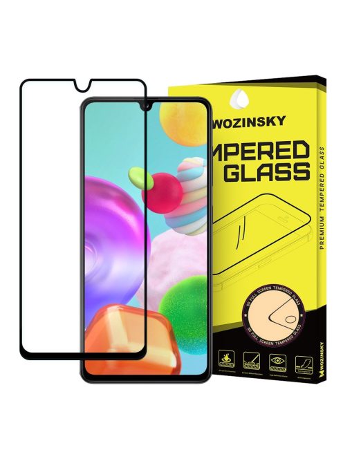 Üvegfólia Kijelzővédő Tempered Glass Tokbarát Samsung Galaxy A41 Fekete Keret