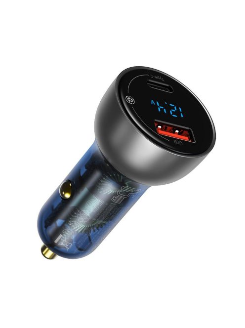 Baseus USB / USB Type C car charger 65 W 5 A SCP Quick Charge 4.0+ Power Delivery 3.0 LCD screen transparent (CCKX-C0A)