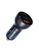 Baseus USB / USB Type C car charger 65 W 5 A SCP Quick Charge 4.0+ Power Delivery 3.0 LCD screen gray (CCKX-C0G)