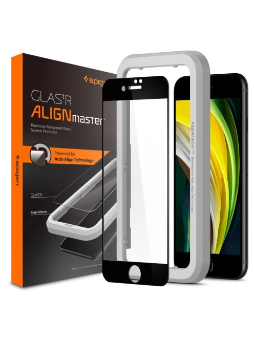 TEMPERED GLASS Spigen ALM GLASS FC IPHONE 7 / 8 / SE 2020 / 2022 BLACK