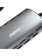 Dudao 11in1 multifunctional HUB USB Type C - USB Type C PD 60 W / HDMI / 3.5 mm mini jack / 1x USB 2.0 / SD card reader micro SD / VGA / RJ45 / 3x USB 3.2 Gen 1 gray (A15Pro gray)