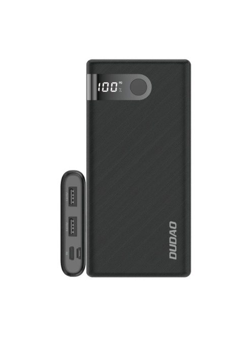 Dudao powerbank 10000 mAh 2x USB / USB Type C / micro USB 2 A with LED screen black (K9Pro-02)