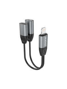   Dudao Headphone Adapter Lightning to Lightning Adapter + 3.5mm Mini Jack for Music and Charging Gray (L17i + Gray)