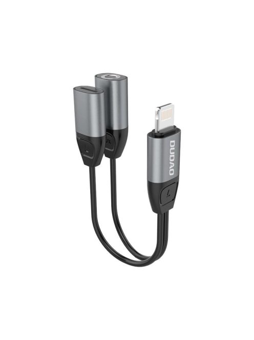 Dudao Headphone Adapter Lightning to Lightning Adapter + 3.5mm Mini Jack for Music and Charging Gray (L17i + Gray)