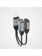 Dudao Headphone Adapter Lightning to Lightning Adapter + 3.5mm Mini Jack for Music and Charging Gray (L17i + Gray)