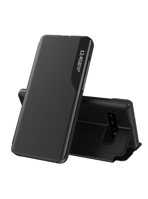 Samsung Galaxy S10 Notesz Tok ECO Leather View Case Ablakos Elegant BookCase Fekete
