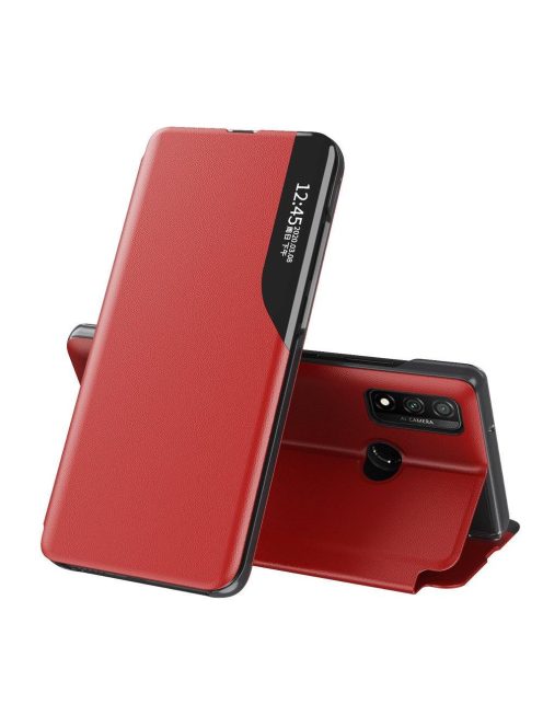 Samsung Galaxy A40 Notesz Tok ECO Leather View Case Ablakos Elegant BookCase Piros