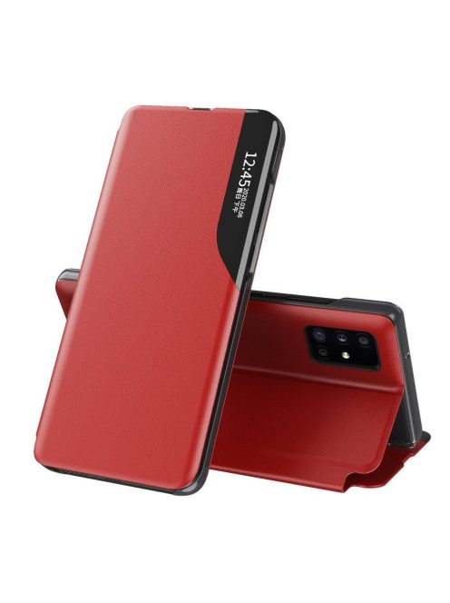 Samsung Galaxy Note 20 Notesz Tok ECO Leather View Case Ablakos Elegant BookCase Piros