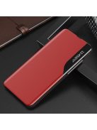 Huawei P40 Notesz Tok ECO Leather View Case Ablakos Elegant BookCase Piros