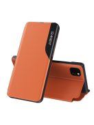 Huawei Y5p Notesz Tok ECO Leather View Case Ablakos Elegant BookCase Narancssárga