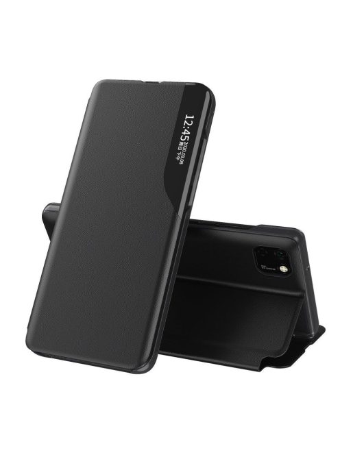 Huawei Y6p / Honor 9A Notesz Tok ECO Leather View Case Ablakos Elegant BookCase Fekete