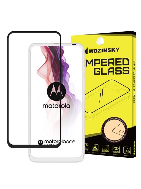 Üvegfólia Kijelzővédő Tempered Glass Tokbarát Motorola One Fusion+ (Fusion Plus) Fekete Keret