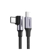 Ugreen US255 50123 USB-C (straight) / USB-C (angled) PD QC cable 60W 3A 1m - gray