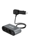 Dudao car charger 2x USB / 3x cigarette lighter splitter black (R1Pro black)