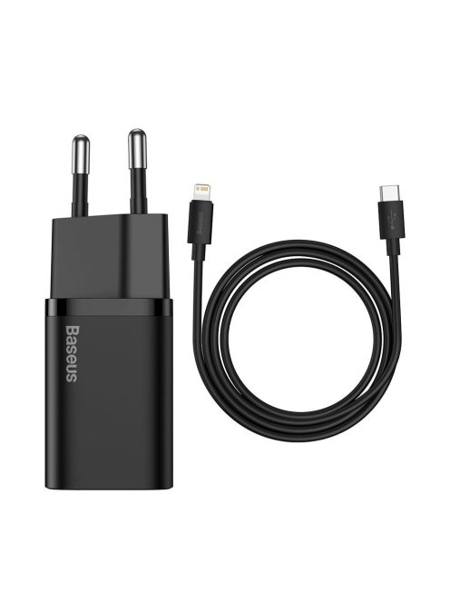 Baseus Super Si 1C fast charger USB Type C 20W Power Delivery + USB Type C - Lightning cable 1m black (TZCCSUP-B01)