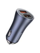 Baseus Golden Contactor Pro fast car charger 2x USB 40 W Quick Charge SCP FCP AFC + USB cable - USB Type C gray (TZCCJD-A0G)