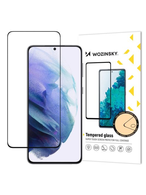 Wozinsky Tempered Glass Full Glue Super Tough Screen Protector Full Coveraged with Frame Case Friendly for Samsung Galaxy S21 5G black