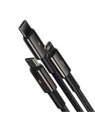 Baseus Tungsten 3in1 cable USB - USB Type C / Lightning / micro USB 3.5 A 1.5 m black (CAMLTWJ-01)