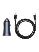 Baseus Golden Contactor Pro fast car charger USB Type C / USB 40 W Power Delivery 3.0 Quick Charge 4+ SCP FCP AFC + USB Type C cable - Lightning gray (TZCCJD-B0G)