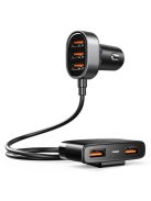 Joyroom fast car charger 5x USB 6.2 A with extension cable black (JR-CL03)