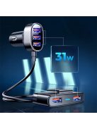 Joyroom fast car charger 5x USB 6.2 A with extension cable black (JR-CL03)