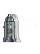 Ugreen car charger USB Type C / USB 24W Power Delivery Quick Charge gray (30780)